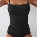 Eomenie Women's Swimsuit Tankini Tummy Control Bathing Suits Two Piece Full Coverage Slim Swim Suits with High Waisted Bottom (Black, M)