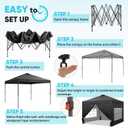 GDY 10x10 Pop Up Canopy Tent with 4 Sidewalls, Easy Set up with One Push Lift Outdoor Silver Coated Beach Gazebos, Carpas with 4 Sandbags, for Events, Parties,Camping, Black.