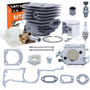 52mm Big Bore Cylinder Piston Carburetor Overhaul Kit for Husqvarna 266XP 266 266SE XP SE 61 Parts Chainsaw Intake Spacer Manifold Adaptor Gasket Set with Decompression Valve