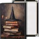 HQPCNGZ Vintage Witch Hat On Old Books Posters Spooky Halloween Canvas Wall Art Funny Gothic Dark Academia Prints Painting For Study Home Bedroom Dorm Wall Decor 12x16in Unframed