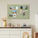 SELEAD Linen Bulletin Board 30” x 20” - Golden Aluminum Frame, Green Fabric