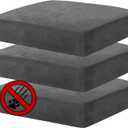 MAXIJIN Velvet Stretch Cushion Covers Fitted Couch Cushion Slipcovers Sofa Seat Cushion Covers for Individual Cushions with Elastic Bottom (3 Piece Sofa Seat Slipcovers, Gray) (Grey)