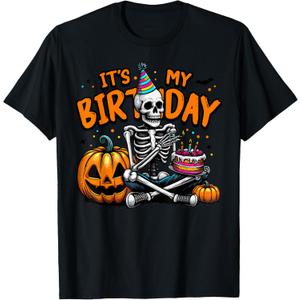 It's My Birthday Skeleton Happy Halloween Birthday Party T-Shirt, S