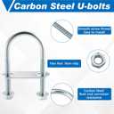 Therwen 16 Sets Round U Bolts Zinc Plated Steel Round Bend U Clamp with Nut Plate Washer (M8 x 42 mm X 100 mm)