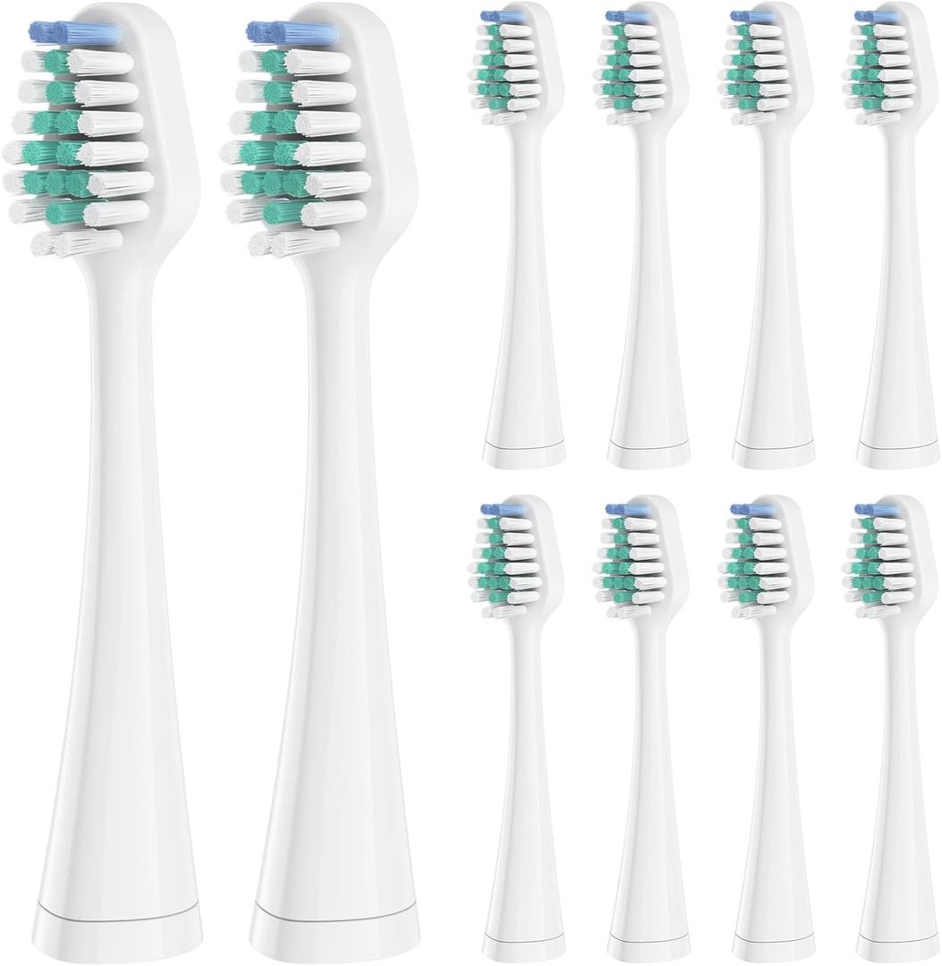 Harobey Replacement Toothbrush Heads for Waterpik Complete Care 5.0/9.0, and Compatible with AquaSonic Duo and Home Dental Center Electric Toothbruh, 10 Count(Pack of 1), White