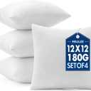 MIULEE Pillows Inserts, Pack of 4 12x12 Inch 100% Virgin Microfiber Filling Throw Pillows for Bed Couch Sofa