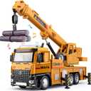 Crane Toy for Boys, 13.5" Large Crane Truck with Lights and Sounds, Open-able Doors, Friction Powered Construction Truck Toys Gift for Kids