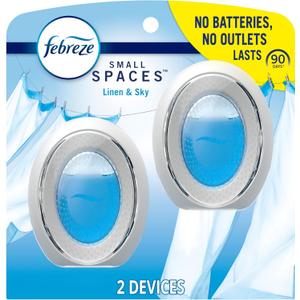 Febreze Bathroom Air Freshener, Odor-Fighting, Plug In Alternative, Air Fresheners for Home and Bathroom and Kitchen, Closet Air Fresheners, Linen & Sky Scent, 2 Count (0.5 Fl Oz (Pack of 1))