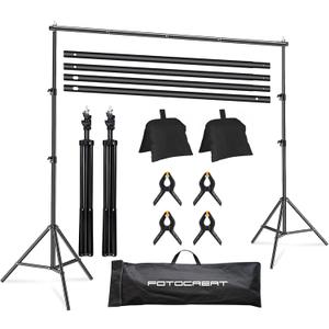 Photo Video Studio 10 x 10Ft Heavy Duty Adjustable Backdrop Stand,Background Support System for Photography with Carry Bag, 6 Pcs Clip Clamps