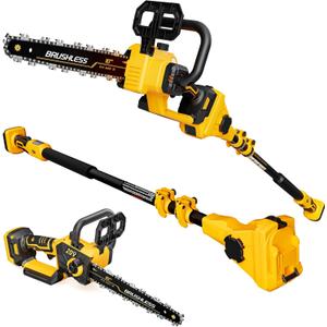 2-IN-1 Cordless 10-Inch Pole Saw And Chainsaw, Total Reach of Max 14.5ft, Electric Pole Saw for Tree Trimming Pruning (Battery Not Included)