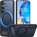 TORRAS Strong Magnetic & Seamless Stand for Samsung Galaxy S24 Case for MagSafe, 12FT Mil-Grade Drop Protection, Adjustable Kickstand for Samsung Galaxy S24 Case with Stand, Slim Frosted Matte Black