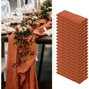 20 Pack Terracotta Cheesecloth Table Runner 10FT Long Rustic or Boho Table Runner Semi-Sheer Cheese Cloth Fabric for Wedding Decor Arch Draping Bridal Shower Party Banquet