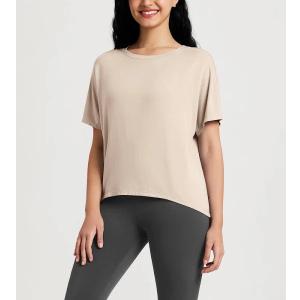 Ododos Women's Cozy French Terry Batwing Short Sleeve Tee, Small