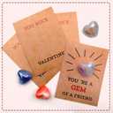 48 Pack Gem Valentines Day Cards,Valentine's Day Cards with Heart-Shaped Gemstone for School Classroom Class Party Favor,Valentines Heart Crystals with Cards Exchange Gift for Boys Girls
