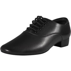Black Ballroom Dance Shoes Leather Character Shoes for Men's Salsa Latin Tango Dancing, Black 13 M US