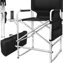 AQNIEGEP Makeup Chair for Makeup Artist 41" Tall Folding Directors Chair Makeup Artist Chair for Clients Directors Chair with Side Table Cup Holder Footrest Bags 400 lbs Load