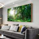 Canvas Wall Art for Living Room Green Forest Landscape Sunshine Over Forest Photograph Printed on Canvas for Home Bedroom Wall Decoration Large Framed Wall Art Print Artwork Natural Pictures 24"x48"