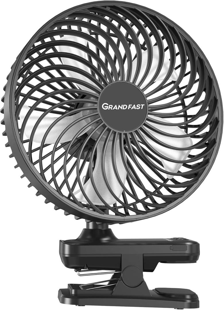 10000mAh Clip On Fan, 42H Run, Quiet & Auto Oscillating Table Fan, Rechargeable 4 Powerful Speeds, Battery Operated Desk Fan for Camping Outdoor Travel RV Home Bedroom Office Co-Branded with AMACOOL