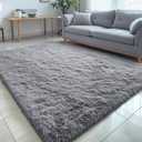 OLANLY 5x6 Area Rugs for Living Room Bedroom, Machine Washable Soft Fluffy Shaggy Bedside Rug, Indoor Floor Carpet for Kids Girls and Boys, Dorms, Nursery Rooms, Home Decor Aesthetic, Light Grey