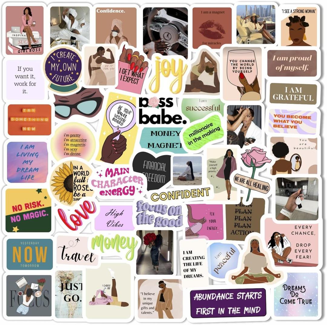 200Pcs Vision Board Stickers for Black Women, Vision Board Supplies Kit, Magazines - Motivational & Inspirational Stickers, Gifts for Women & Men
