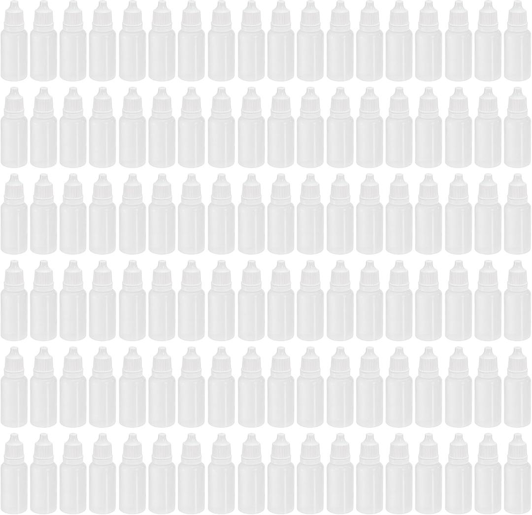 Nicunom 100 Pcs Plastic Dropper Bottle, 15ml Empty Squeezable Dropper Bottles Portable Eye Liquid Dropper Bottle LDPE with Childproof Cap