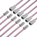 JRready ST9034 Deutsch 2 Wire DTM Connectors Kit 20AWG (UL3266), IP68 Waterproof Automotive Electrical 2 Pin Connector, Gray Male and Female Wire Harness Connectors for Car Truck Boat, 6 Sets