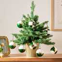 DN DECONATION St. Patrick's Day Ornaments Set of 12, Shamrock Tree Ornaments for Irish Holiday Decorations, White Green Gold Plaid Glass Balls with Lucky Clover for Small Tree Hanging Decor