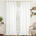 LAMIT Natural White Linen Curtains 95 inch for Bedroom, Grommet Thermal Insulated Thick Curtains Light Filtering Panels for Living Room/Outdoor/French Door, Set of 2 Panels, W52 x L95