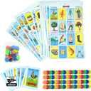 New To Town The Original Lotera Mexican Bingo Game Set - Complete with 100 Bingo Chips for 20 Players - Authentic Lotera de Lujo Mexicana - Colorful Loteria Cards