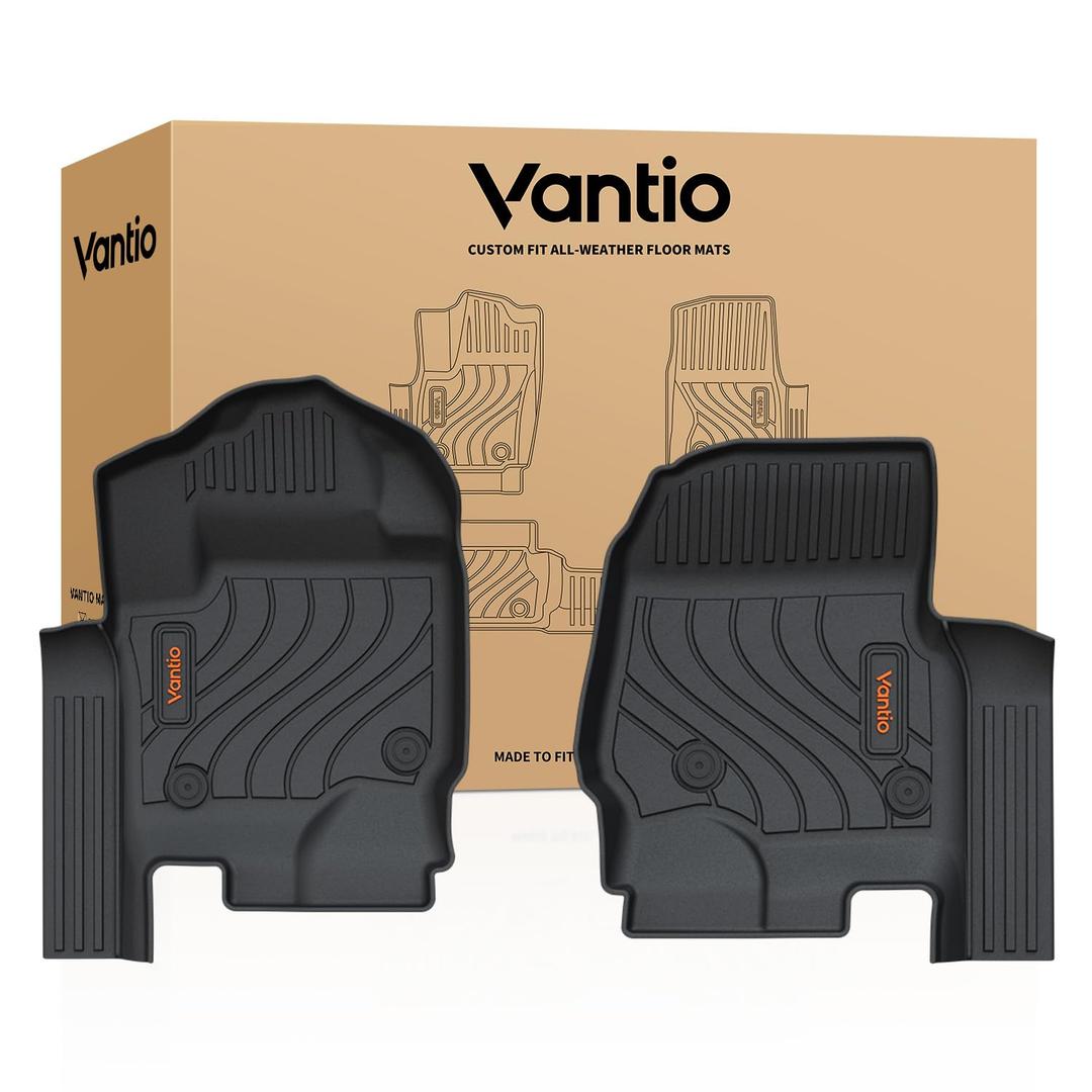 Vantio Floor Mats for 2017-2025 2026 Ford F250 F350 F450 Super Duty Crew Cab, Front Bucket Seats, Custom Fit All Weather TPE Floor Liners, only 1st, 2pcs Black