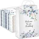Kolldenn 50 Pcs Welcome to Our Wedding Gift Bags for Hotel Guests Bulk, Paper Wedding Welcome Bags with Handles for Bridal Shower Gifts Engagement Party Favors (Blue,Floral)