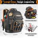 Tool Backpack, HVAC Tool Bag with Molded Base, Full Opening Electrician Tool Backpack for Men Heavy Duty, Tools Organizer Bags for Jobsite Work Handyman, Large Pockets & Combination Lock