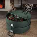ZOBER Christmas Wreath Storage Container 36 Inch - Wreath Bag Fits 2 Wreaths Box - 600D Oxford Fabric - Interior Compartment for Storing Garlands, Wreaths Storage Bag W Strong Durable Handles - Green