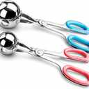 Meat Baller Tongs, 2-Pack Stainless Steel Meatball Maker with Detachable Anti-Slip Handles Non-Stick Food Scoop for Meatballs, Cake Pops, Cookie Dough, Ice Cream, and BBQ (1.38" & 1.78")