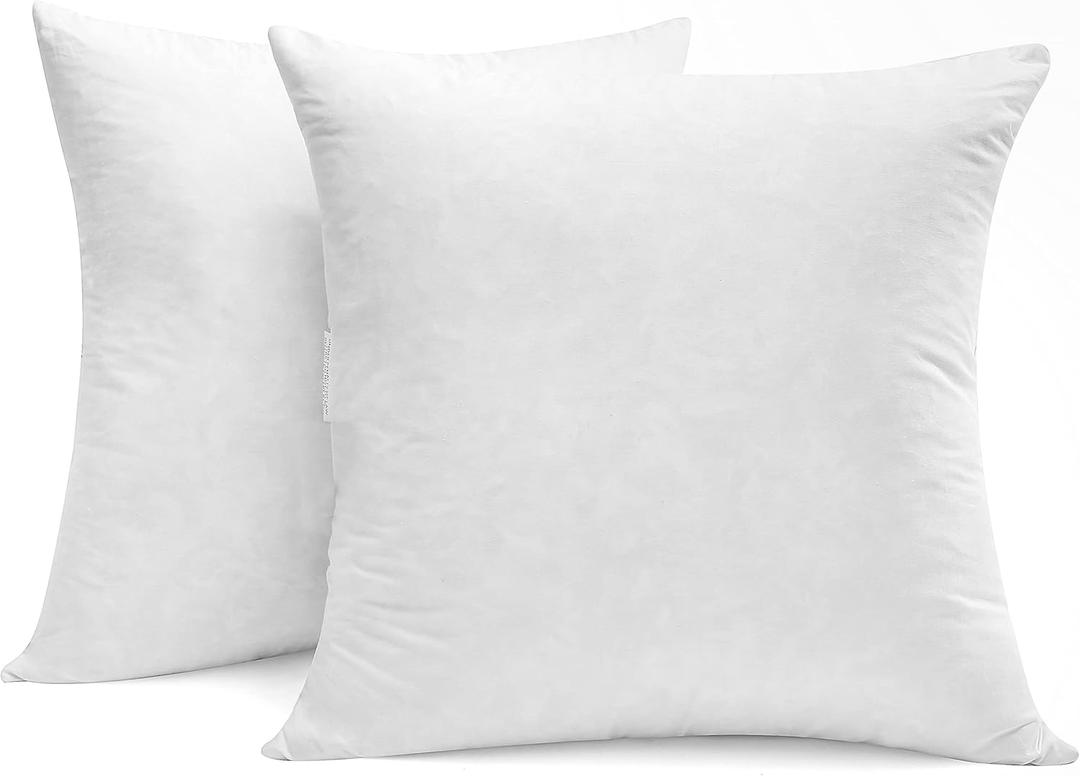 SNUG&COZY Luxury Goose Down Feather Pillow Inserts - 20x20in, Double Layered Down-Proof Design, Ultra-Soft Cover, High Fill Weight, Pack of 2, White