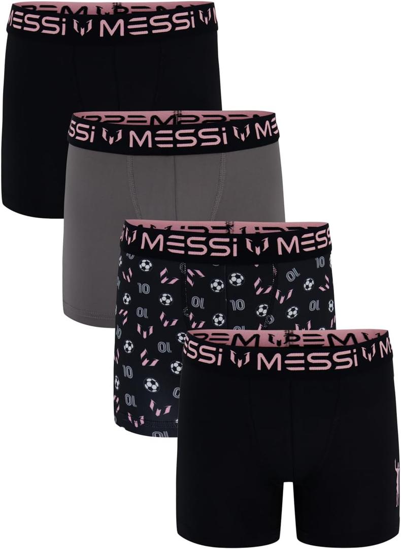 Messi BOYS 4PK STRETCH BOXER BRIEFS (Large, Pink)