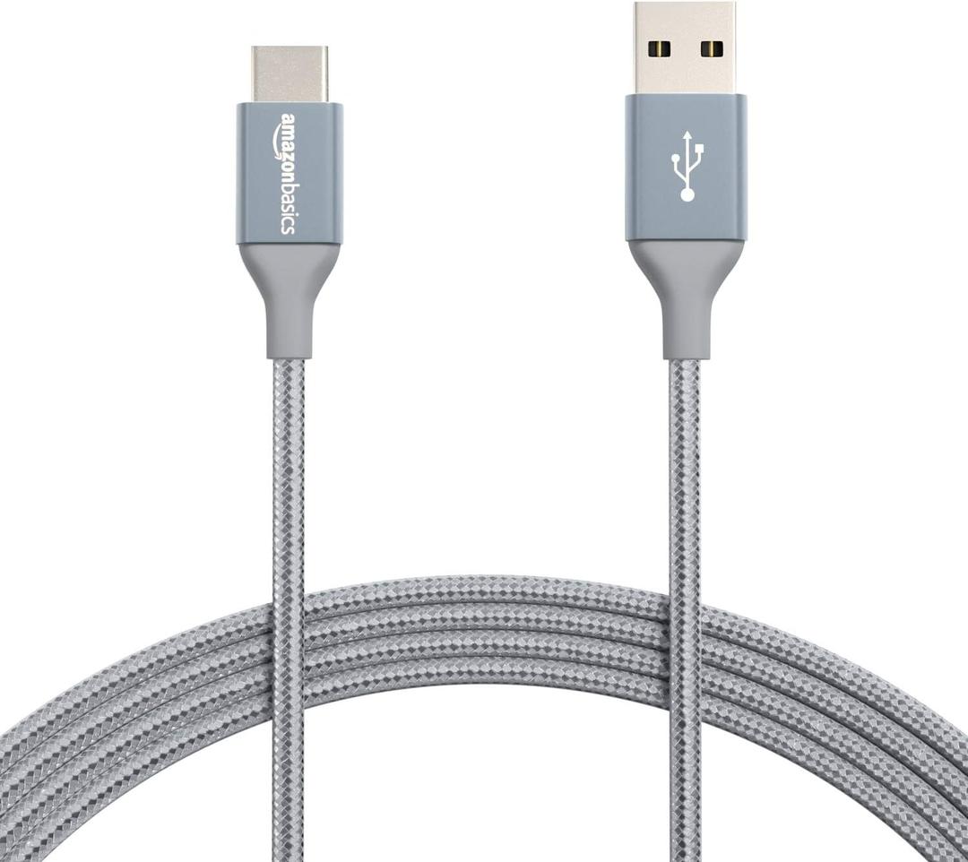 Amazon Basics USB-C to USB-A 2.0 Fast Charger Cable, Nylon Braided Cord, 480Mbps Speed, USB-IF Certified, for Apple iPhone 16/15, iPad, Samsung Galaxy, Tablets, Laptops, 10 foot, Dark Grey