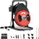 50Ft Heavy-Duty Drain Cleaner Machine, 1/2" Auto-Feed Drain Snake with 4 Cutters, Electric Sewer Auger for Toilets/Sinks/Pipes, Portable Plumbing Snake with Wheels, 450W