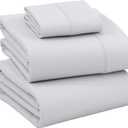 RUVANTI 100% Cotton Sheets  Twin Size Percale Bedding, Cooling & Breathable, Durable with a Crisp, Soft & Comfortable Feel, 16" Deep Pocket, 3-Piece Set, Quiet Gray