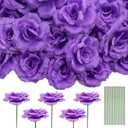 Fake Flower Heads for Craft, Purple Rose Heads Artificial Flowers, 29 Pcs Silk Rose for Wedding Decoration Party Home Decor,DIY Crafts