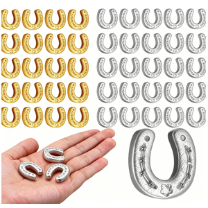 Giegxin 60 Mini Resin Derby Horseshoe Decorations Horseshoe Flatback DIY Craft Tiny Figurines Charms Decor Pendant Embellishments for DIY Making Gift Accessories Festival Supplies(Gold)
