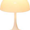 Flower Bud Lamp Modern Flowerpot Cordless Mushroom Touch Table Lamp 3 Mode Dimmable Rechargeable Desk Lamp for Bedroom (White)