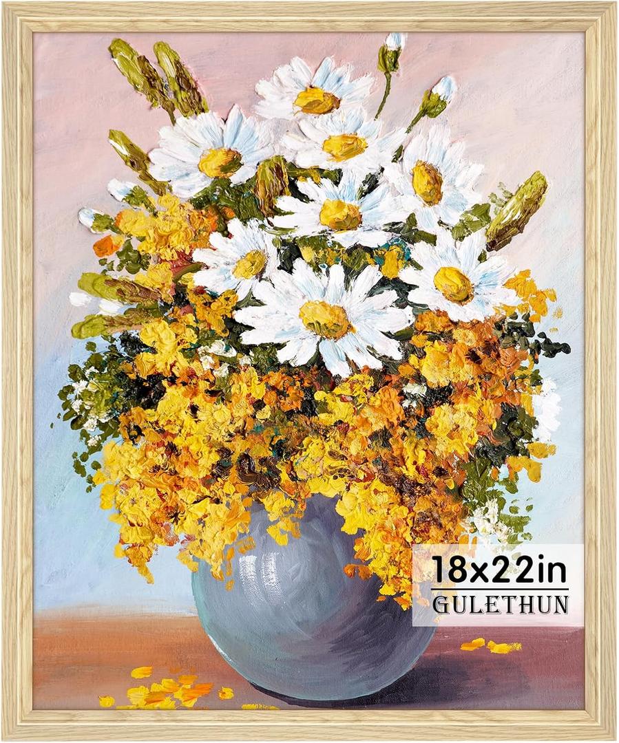 GULETHUN 18x22 Picture Frame, Natural Wood Poster Frame, Home Decor Natural Gallery Frames, Horizontal or Vertical Format, Sturdy, Plexiglass, Large Wall Decor, for Photos, Artworks, Posters