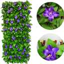 Expandable Fence Privacy Screen for Balcony Patio Outdoor,Decorative Faux Ivy Fencing Panel,Artificial Hedges (1, Purple Flower)