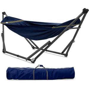 Tranquillo Uniki Hammock with Stand, 550 lbs Capacity 30-Second Setup, Sturdy Steel Stand, Tool-Free Assembly, Premium Carry Bag Included, Outdoor & Indoor Hammock, Navy (Small)