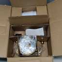 Bathroom Light Fixtures, 3-Light Brushed Gold Vanity Lights, Bathroom Lighting Fixtures Over Mirror with Flared White Fabric Shade, Modern Wall Sconces for Living Room Hallway