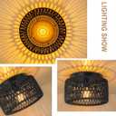 SineRise Rattan Ceiling Light Fixtures (12-Inch, LED Bulb Included), Hand-Woven Boho Flush Mount Ceiling Light, Rattan Chandelier for Hallway Kitchen Farmhouse Foyer Entryway Living Room(Black)