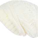 Lilax Knit Slouchy Oversized Soft Warm Winter Beanie Hat (Ivory)