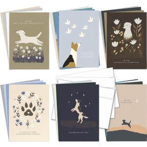 Hat Acrobat 24 Dog Sympathy Cards - 24 Unique Illustrated Designs - Dog Condolence Bereavement Cards Bulk with Envelopes for Vet Clinics, Shelters, Groomers, A6