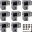 8 PCS 1''/25 mm Square Tube Connector, 3-Way Side Outlet Elbow 90 Degree L-Shaped Pipe Fitting, Aluminum Alloy Corner Joint Connector Chain Fence Rails Pipe Clamps